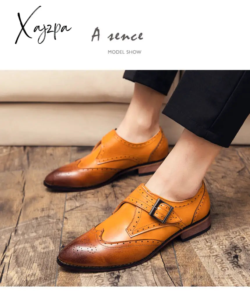 Xajzpa - Men’s Dress Shoes New Fashion Pu Leather Buckle Strap Business Casual High Quality For