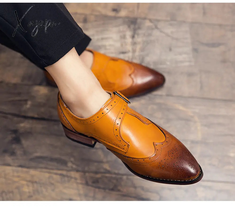 Xajzpa - Men’s Dress Shoes New Fashion Pu Leather Buckle Strap Business Casual High Quality For