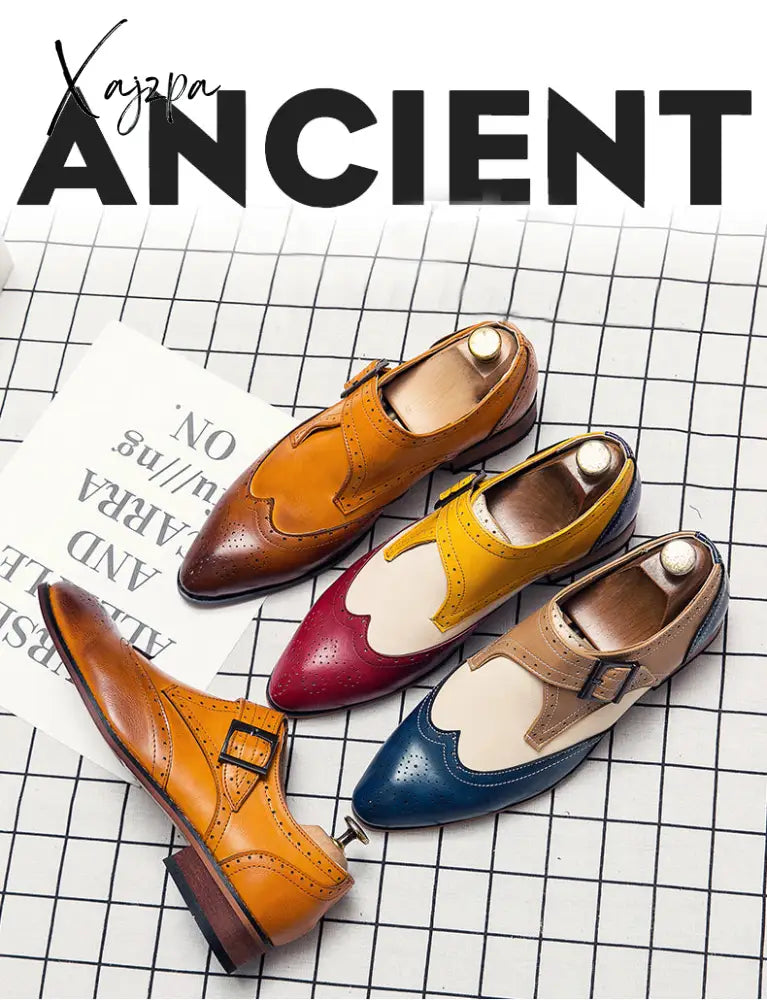 Xajzpa - Men’s Dress Shoes New Fashion Pu Leather Buckle Strap Business Casual High Quality For