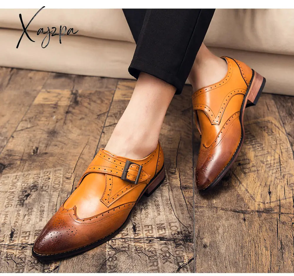 Xajzpa - Men’s Dress Shoes New Fashion Pu Leather Buckle Strap Business Casual High Quality For