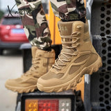 Xajzpa - Menβs Fashion Military Combat Motocycle Boot Mens Ankle Tactical Army Male Shoes Work