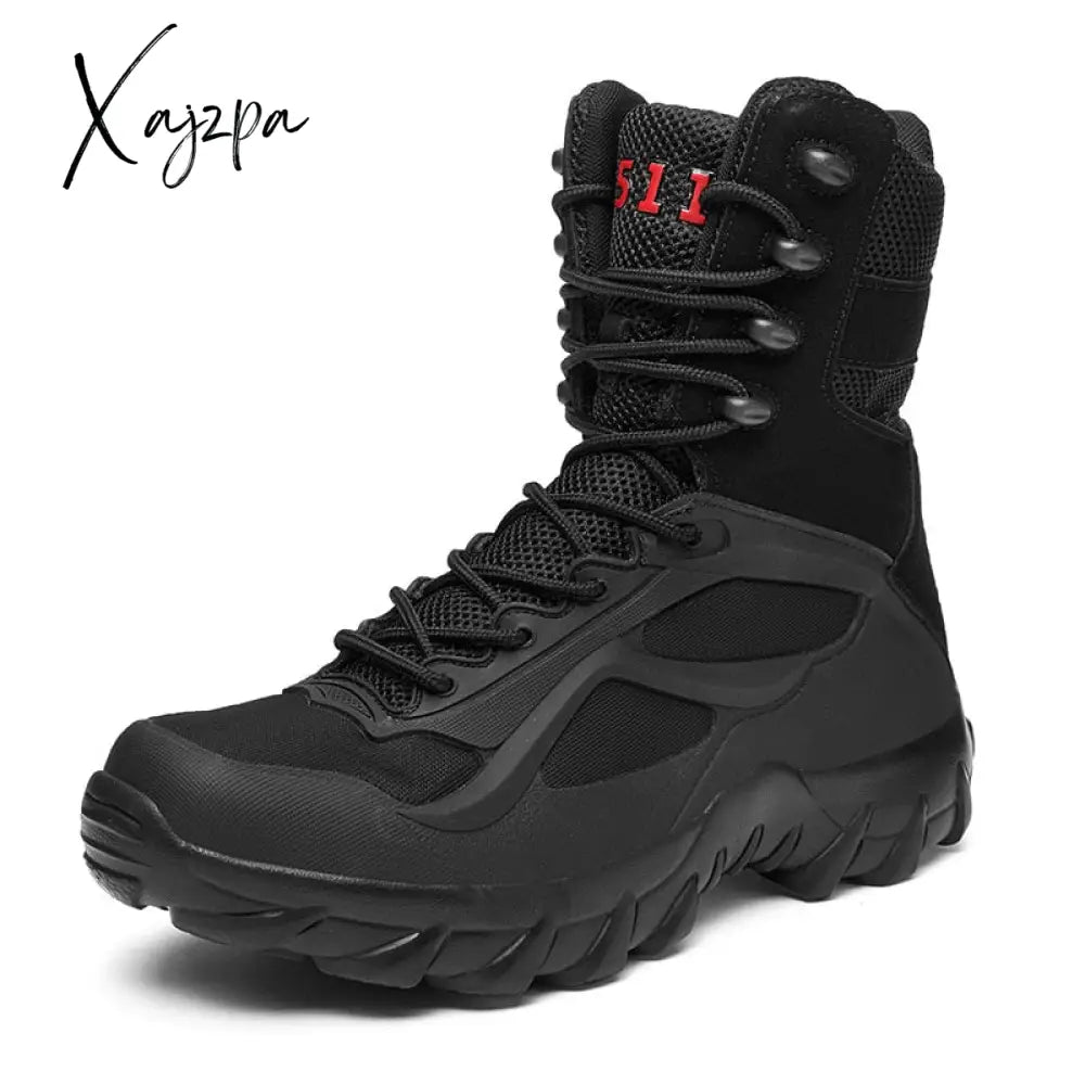 Xajzpa - Menβs Fashion Military Combat Motocycle Boot Mens Ankle Tactical Army Male Shoes Work