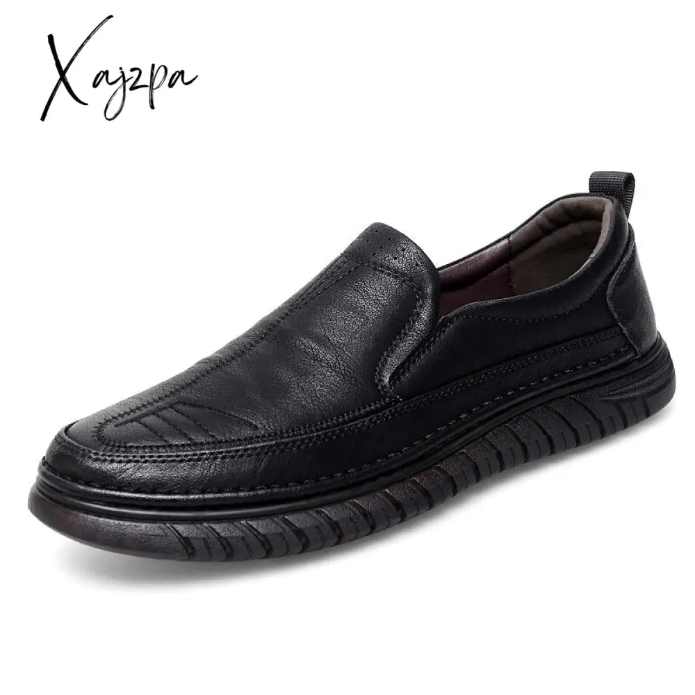 Xajzpa - Men’s Loafers Fashion Leather Flats Classics Driving Shoes Comfortable Rubber Platform