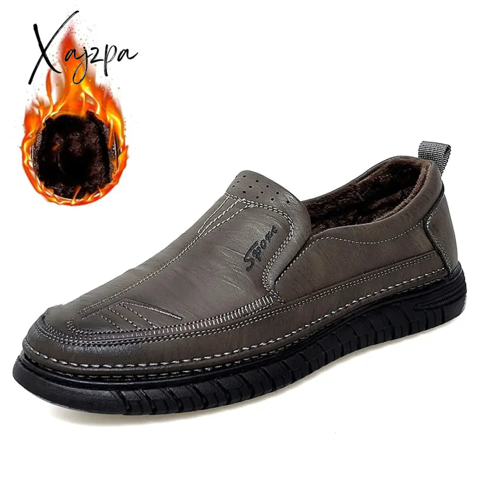 Xajzpa - Men’s Loafers Fashion Leather Flats Classics Driving Shoes Comfortable Rubber Platform