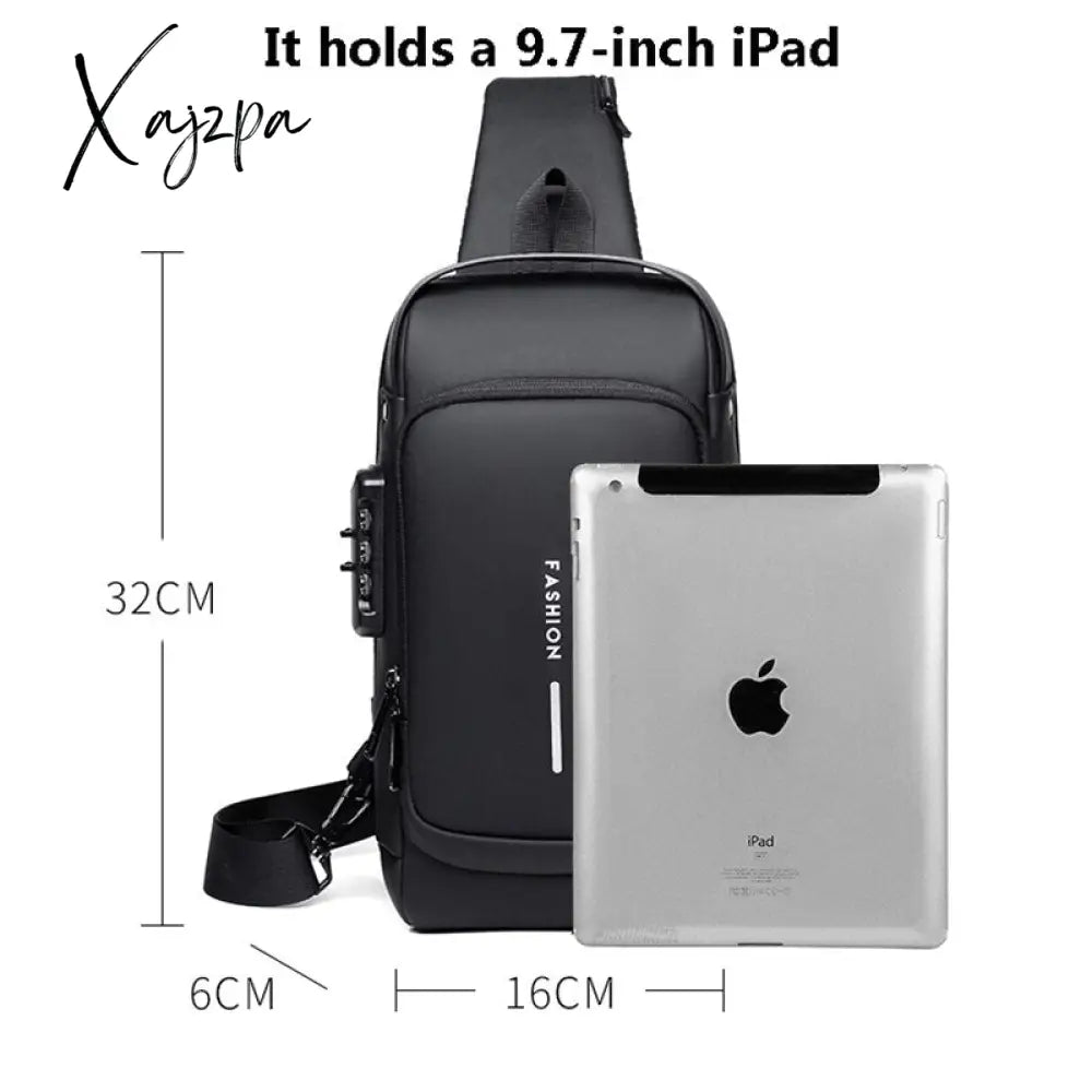 Men's Multifunction Anti-theft USB Shoulder Bag Man Crossbody Cross body Travel Sling Chest Bags Pack Messenger Pack For Male jsvery