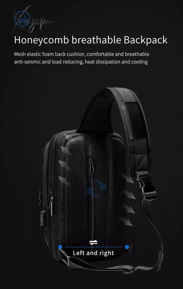 Xajzpa - Men’s Multifunction Shoulder Bag Usb Crossbody Sling Chest Bags Waterproof Travel