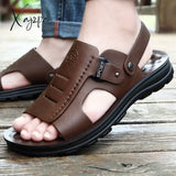 Xajzpa - Men’s New Slippers Summer Leather Sandals Non-Slip Wear-Resistant Beach Shoes Casual And
