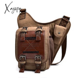 Xajzpa - Men's Vintage Retro Style Canvas Leather Saddle Bag Satchel Shoulder Bag Messenger Bag Travel Motorcycle Bags for Men
