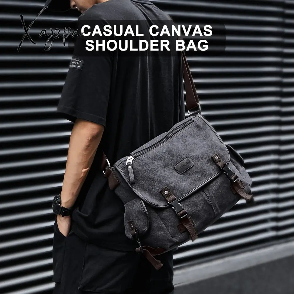 Xajzpa - Messenger Bag For Men Retro Canvas Satchel Casual Briefcases Laptop Fit 13Inch Water