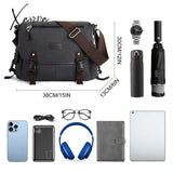 Xajzpa - Messenger Bag For Men Retro Canvas Satchel Casual Briefcases Laptop Fit 13Inch Water