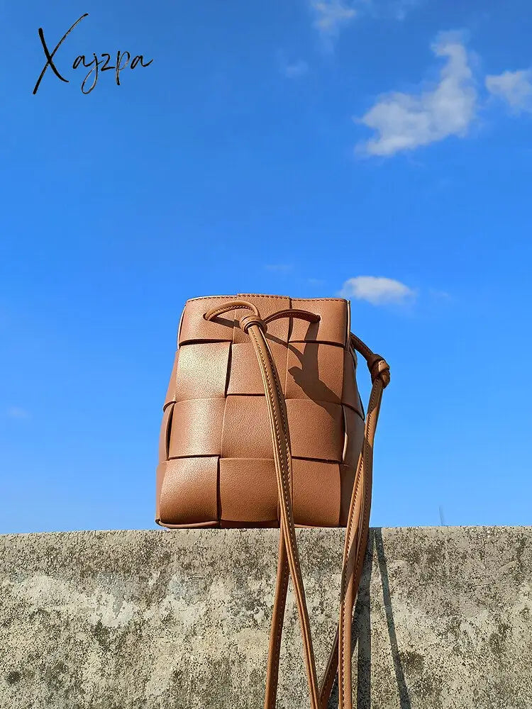 Xajzpa - Mini Drawstring Bucket Bag Luxury Designer Women’s Shoulder Cow Leather Small Handbags