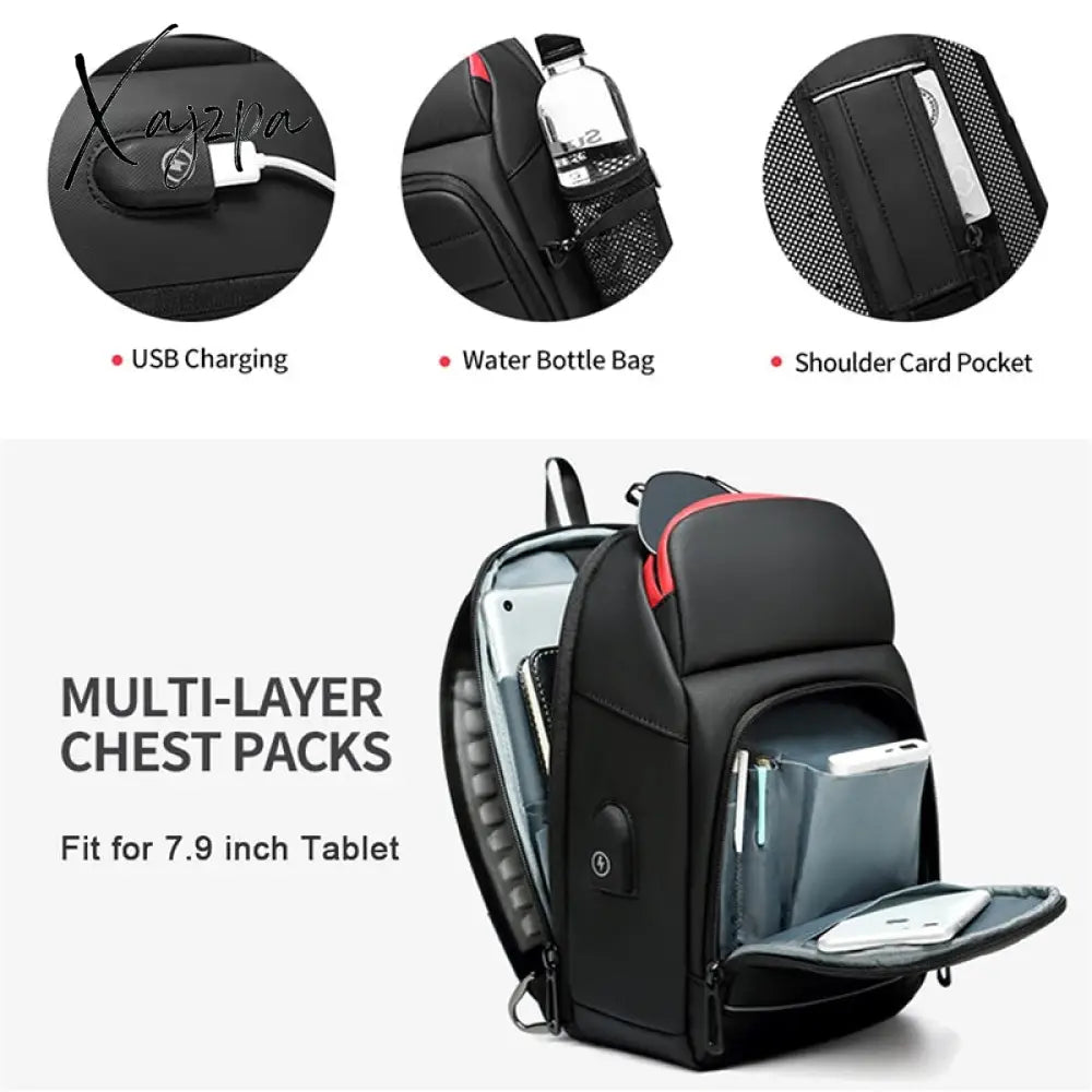 Xajzpa - Multifunction Shoulder Bag Men Business Crossbody Bags Usb Charging Design Chest