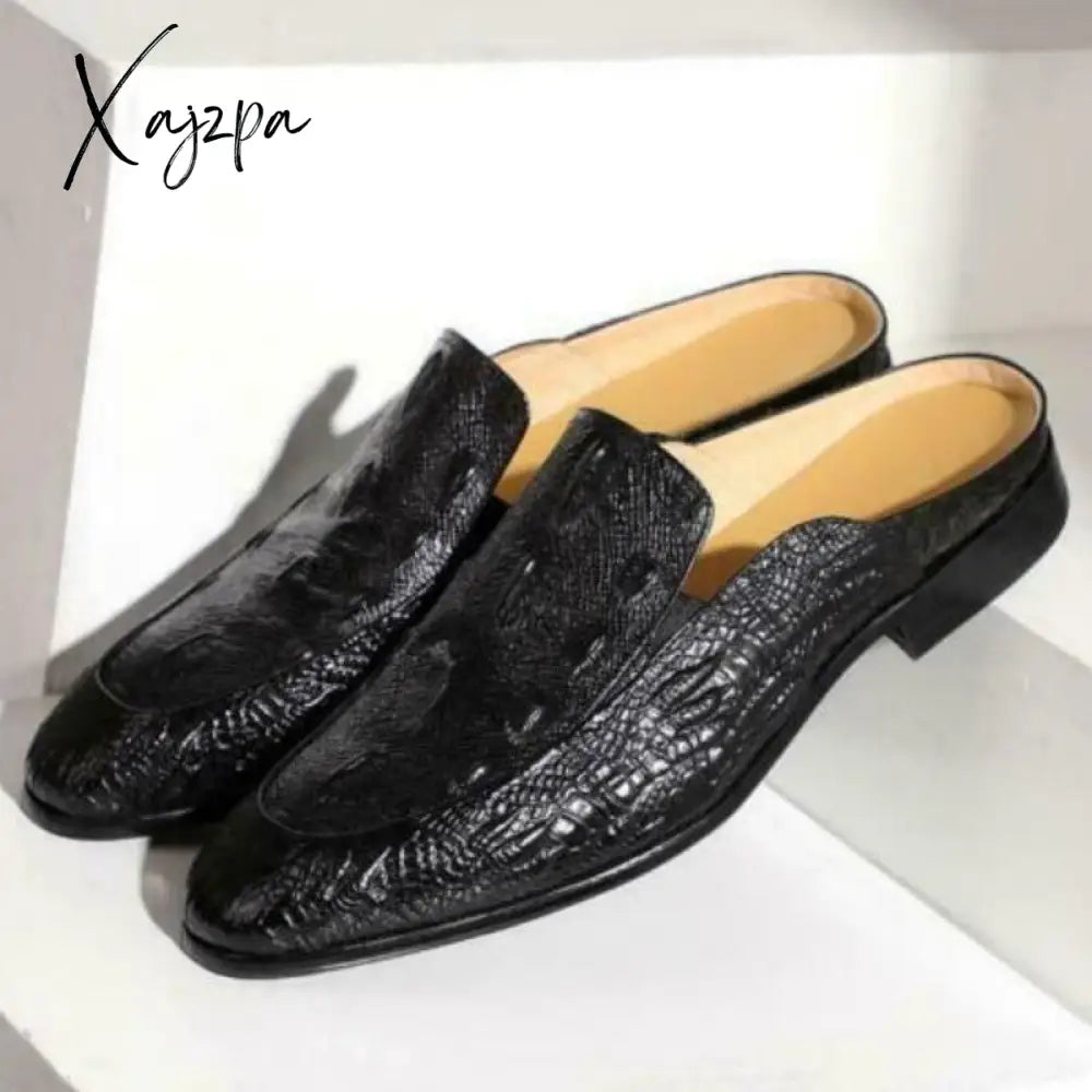 Xajzpa - New Brown Men Slippers Outside Shoes British Style Black Size 38-46 Handmade Free Shipping