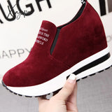 Xajzpa - New Flock Increasing Shoes High Heels Lady Casual Black Women Sneakers Leisure Platform