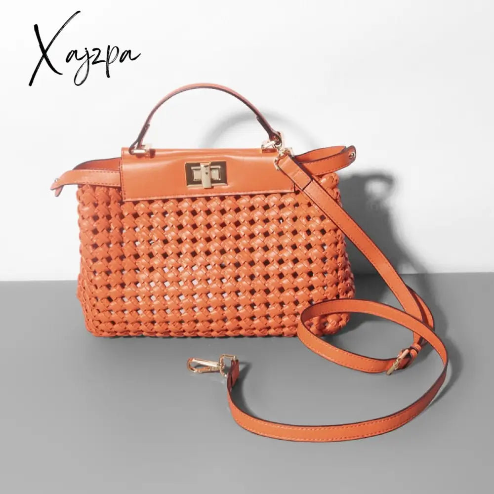 Xajzpa - New High Quality Hand Knitting Handbag For Women Hollow Out Female Shoulder Bag Summer