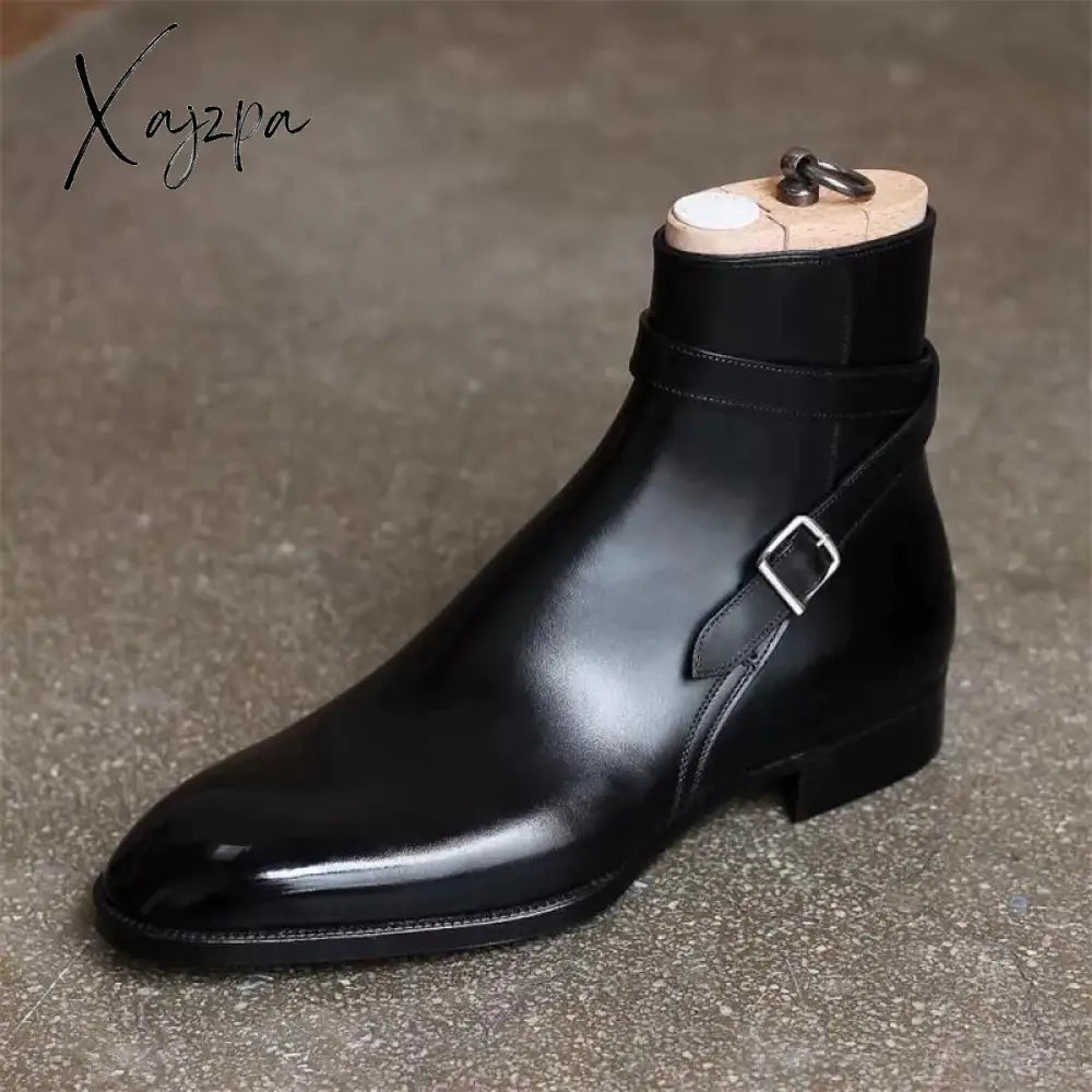 Xajzpa - New Men Ankle Boots Brown Black Red Classic Business Casual Fashion Party Wild Personality