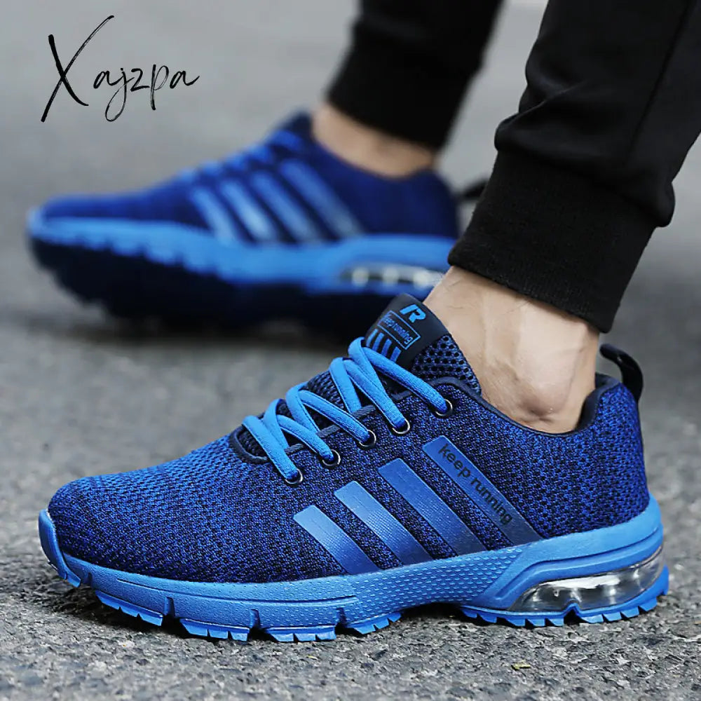 Xajzpa - New Men Shoes Casual White Sneakers Mens Trainers Air Cushion Leisure Blue Tenis Masculino