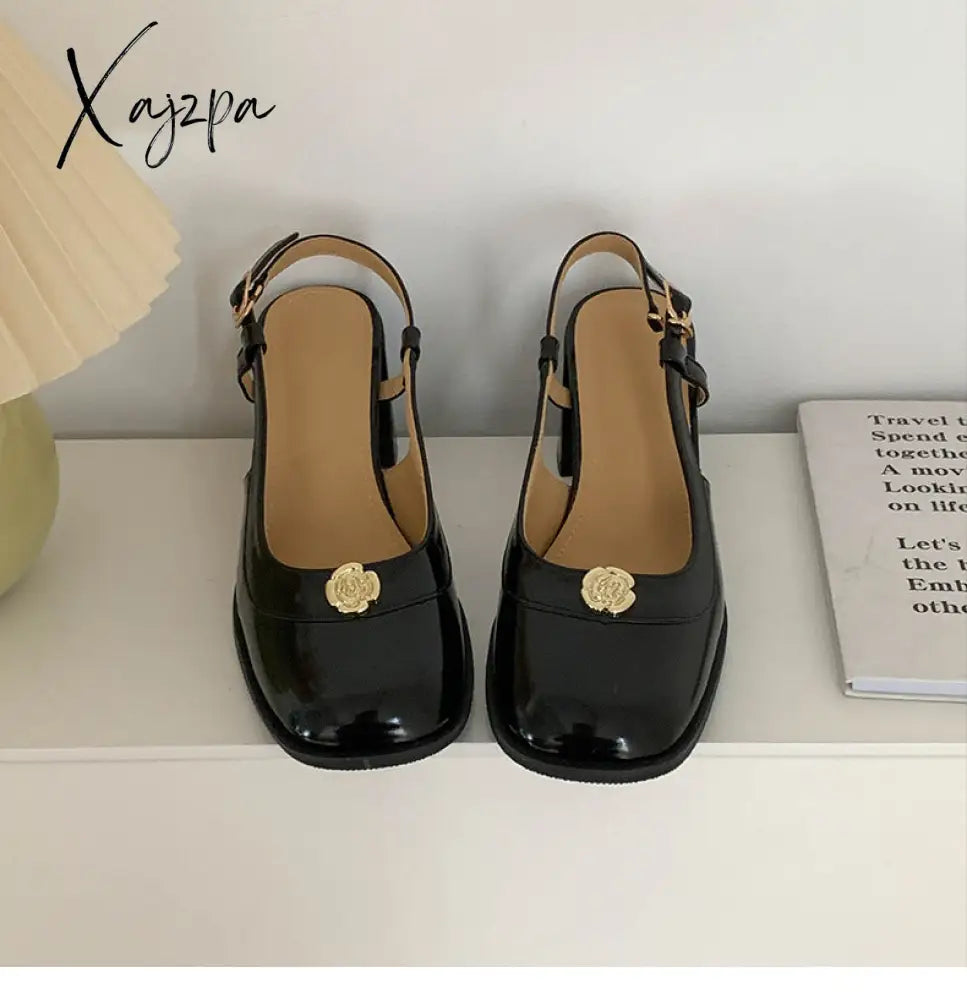 Xajzpa - New Summer Women Sandals Temperament Thick High Heel Mary Jane Females Fashion Cozy Cute