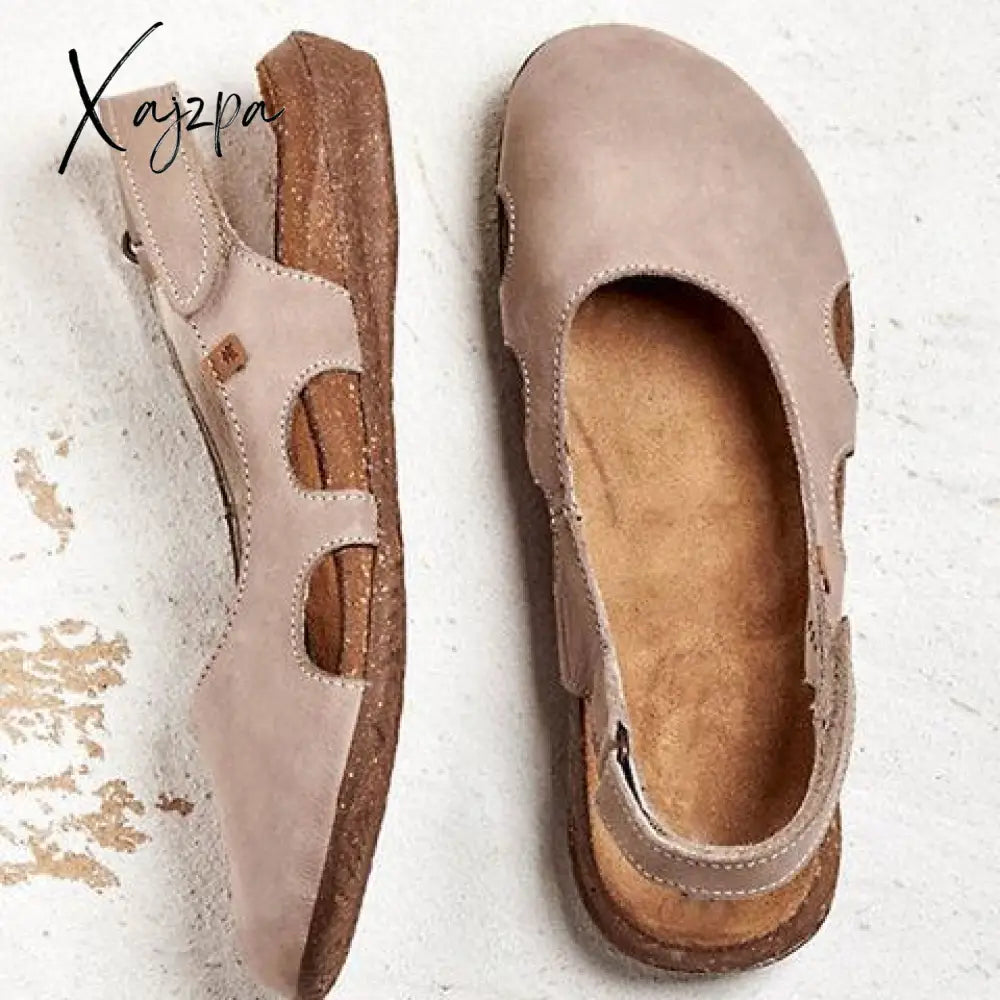 Xajzpa - New Women Casual Wedges Sandals Summer Buckle Hot Gladiator Retro Non-Slip Flock Ladies