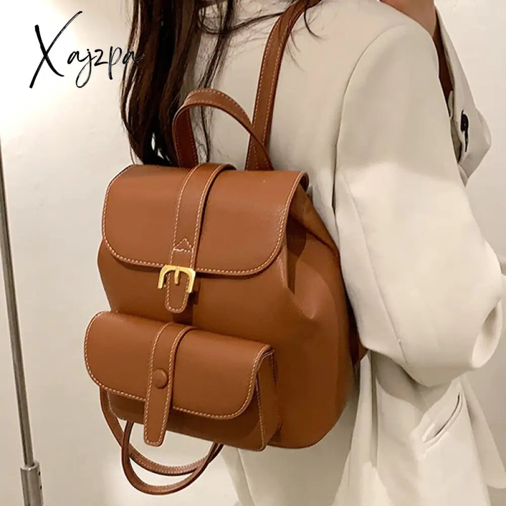 Xajzpa - New Women’s Backpack Travel Pu Leather Handbag Schoolbag For Girls Bag Female Shoulder