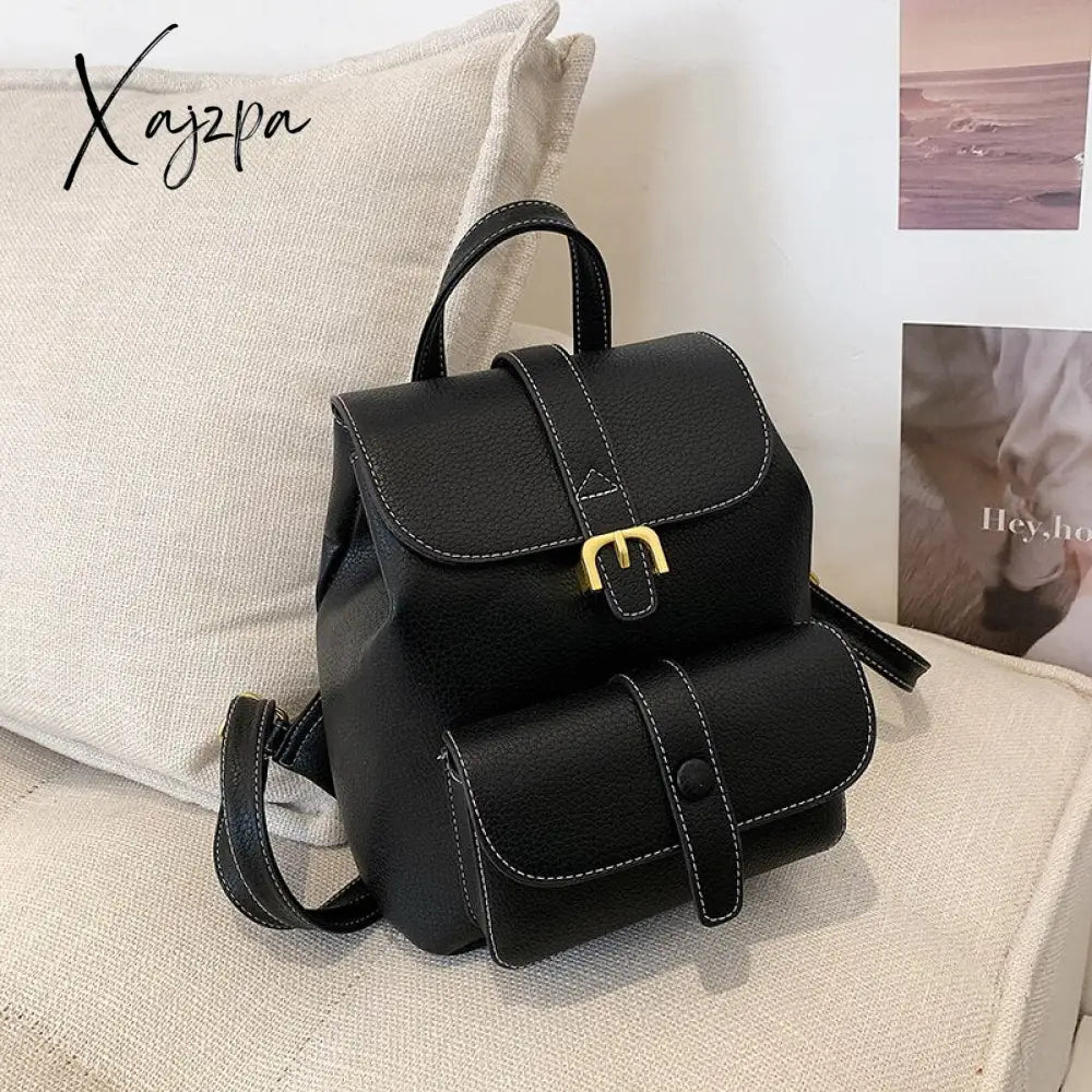 Xajzpa - New Women’s Backpack Travel Pu Leather Handbag Schoolbag For Girls Bag Female Shoulder