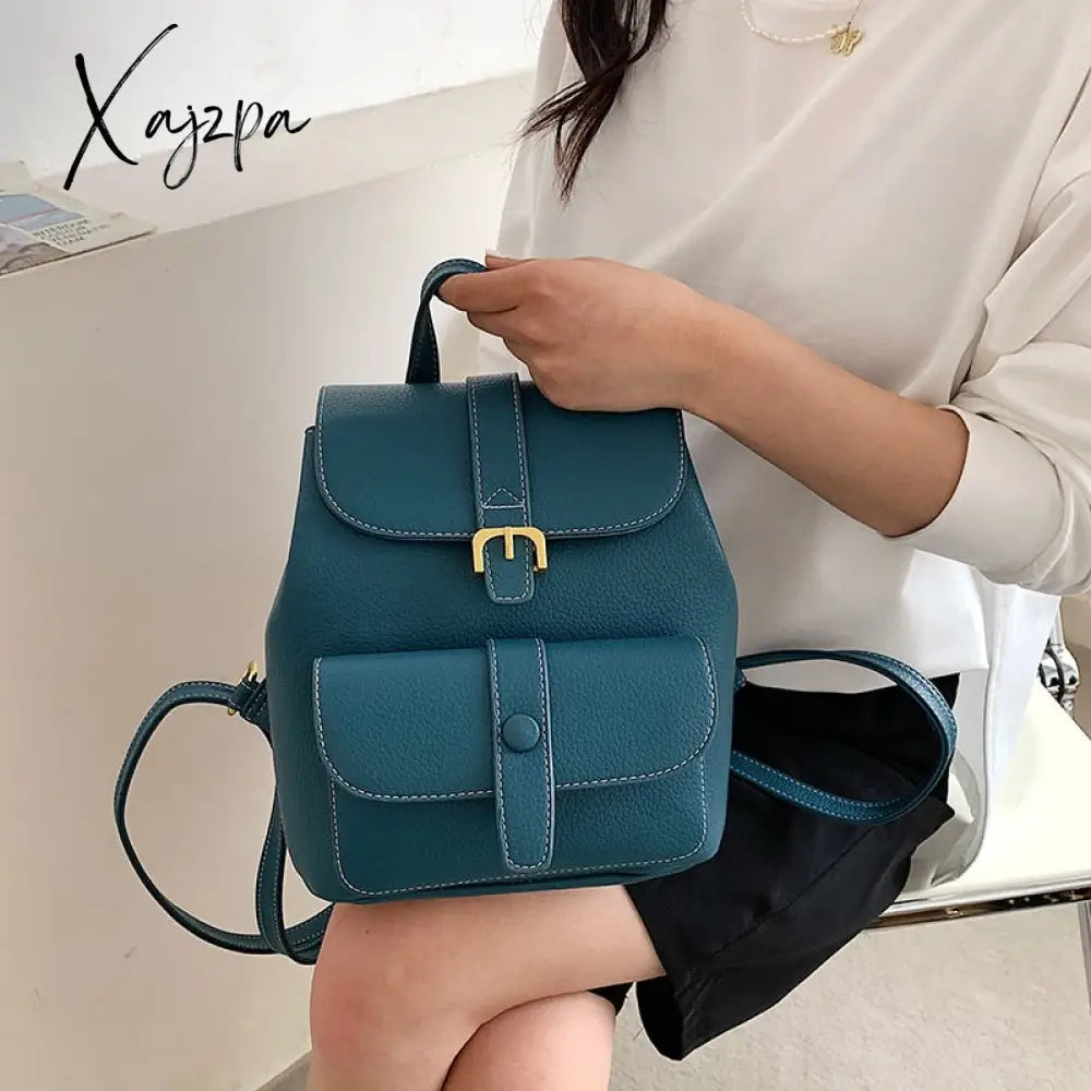 Xajzpa - New Women’s Backpack Travel Pu Leather Handbag Schoolbag For Girls Bag Female Shoulder