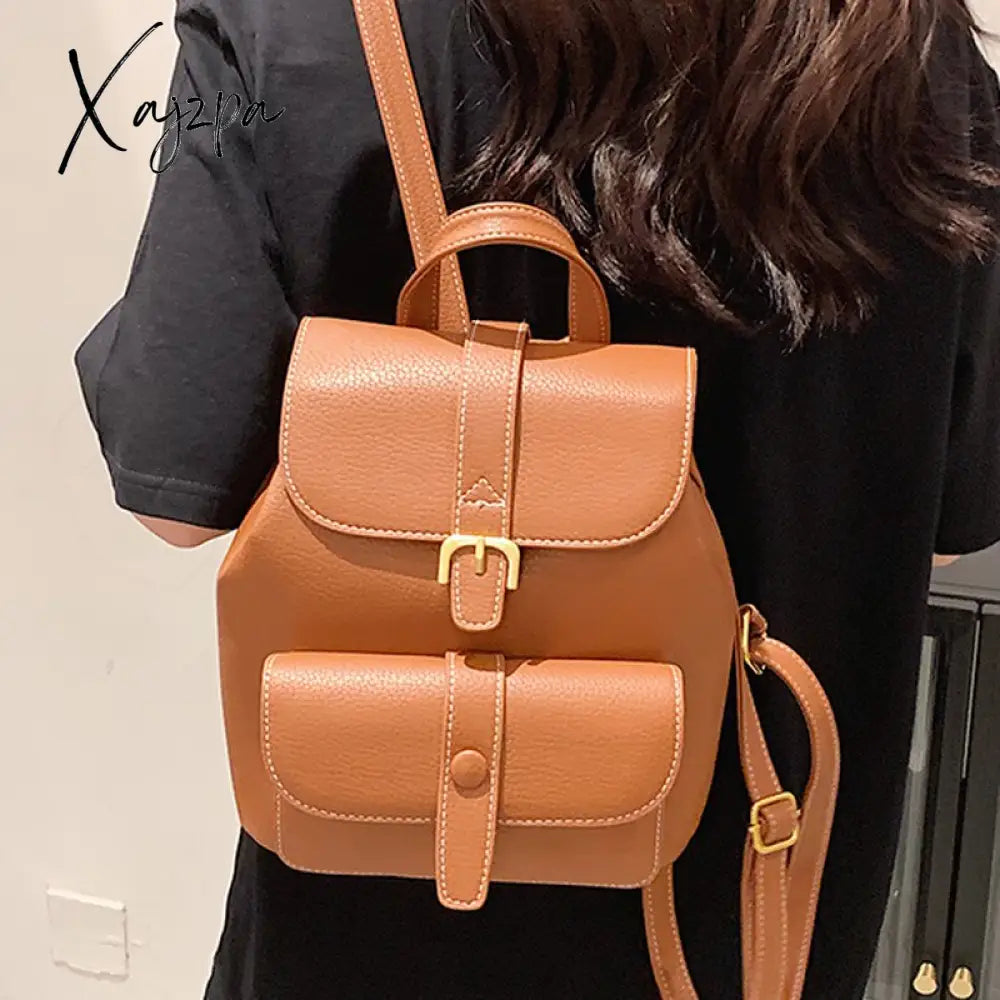 Xajzpa - New Women’s Backpack Travel Pu Leather Handbag Schoolbag For Girls Bag Female Shoulder