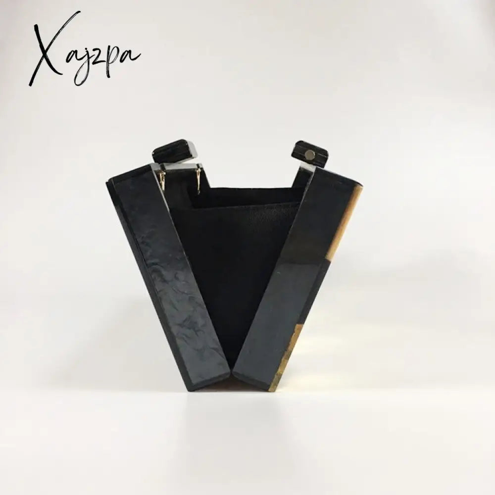 Xajzpa - New Women’s Bag Vintage Sequins Acrylic Dinner Geometric Checker Splicing Handbag Dress