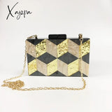 Xajzpa - New Women’s Bag Vintage Sequins Acrylic Dinner Geometric Checker Splicing Handbag Dress