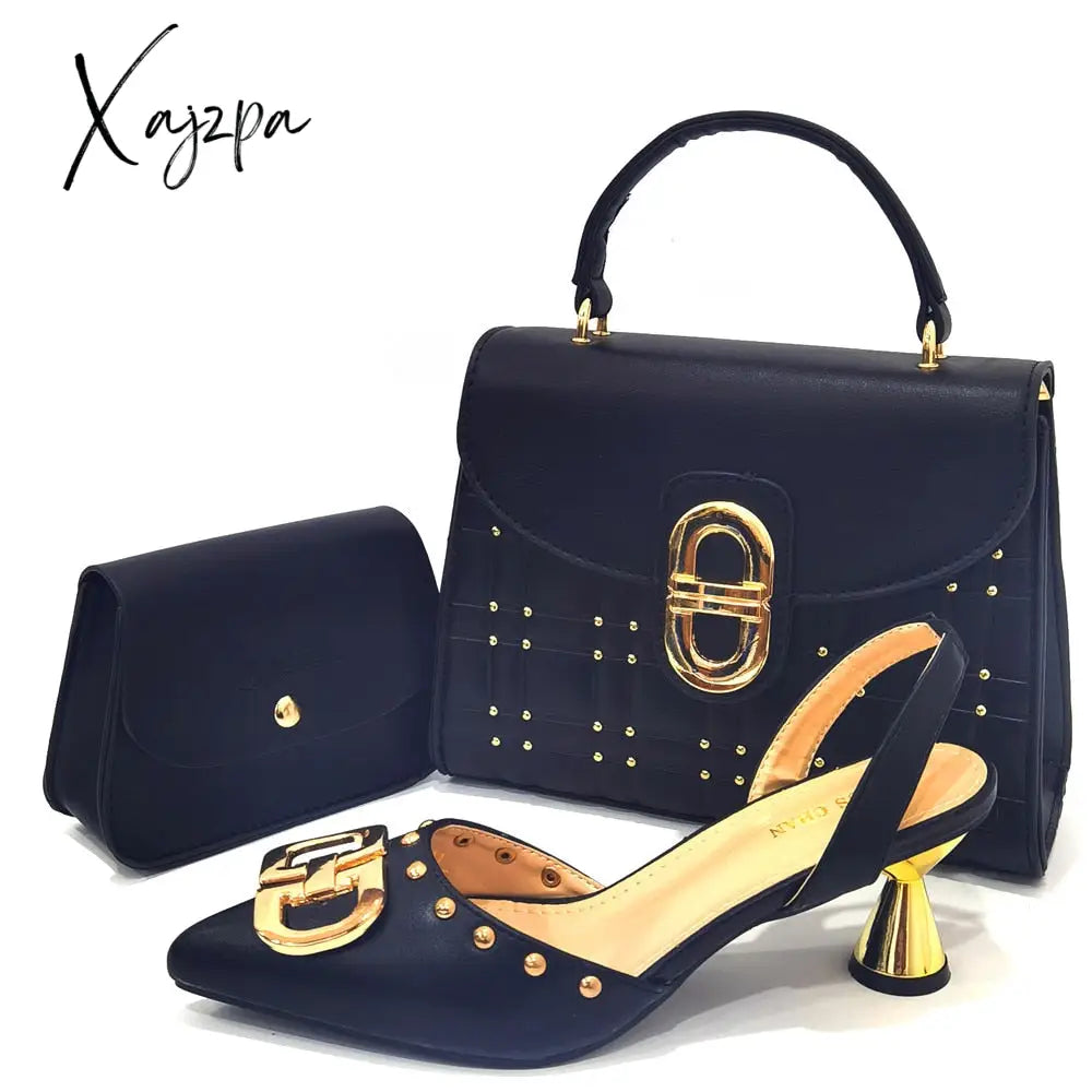 Xajzpa - Newest Design Peach Color Leather Metal Trim Womenโs Pointed Toe High Heels Fashion
