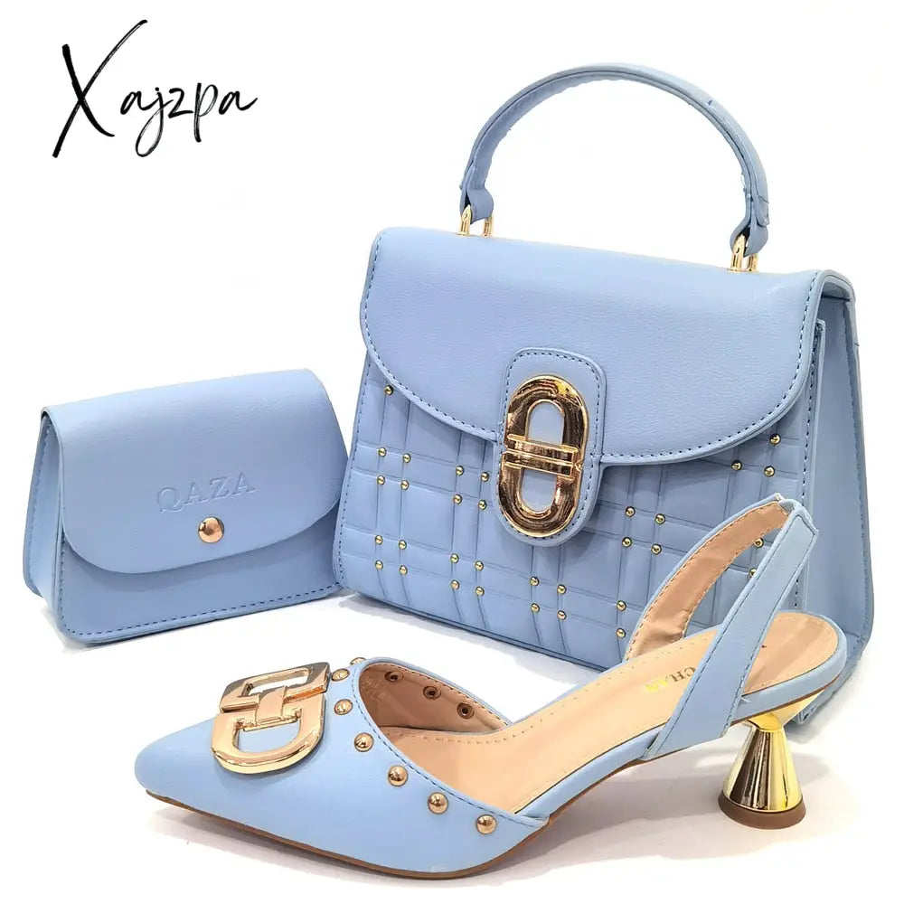 Xajzpa - Newest Design Peach Color Leather Metal Trim Womenโs Pointed Toe High Heels Fashion