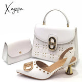 Xajzpa - Newest Design Peach Color Leather Metal Trim Womenโs Pointed Toe High Heels Fashion