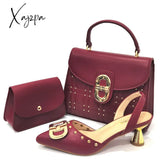 Xajzpa - Newest Design Peach Color Leather Metal Trim Womenโs Pointed Toe High Heels Fashion