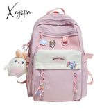 Xajzpa - Nylon Waterproof Women Backpack College Style Pure Color Schoolbag For Teenage Girls Cute