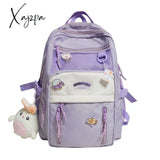 Xajzpa - Nylon Waterproof Women Backpack College Style Pure Color Schoolbag For Teenage Girls Cute