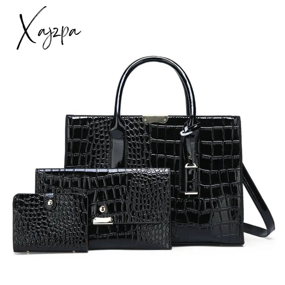 Xajzpa - Pantent Leather Women Messenger Bags Crocodile Female Crossbody Shoulder Hand Bags For