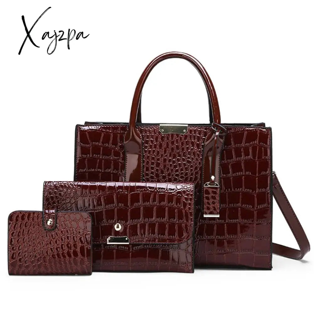Xajzpa - Pantent Leather Women Messenger Bags Crocodile Female Crossbody Shoulder Hand Bags For
