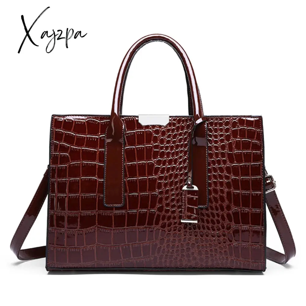 Xajzpa - Pantent Leather Women Messenger Bags Crocodile Female Crossbody Shoulder Hand Bags For
