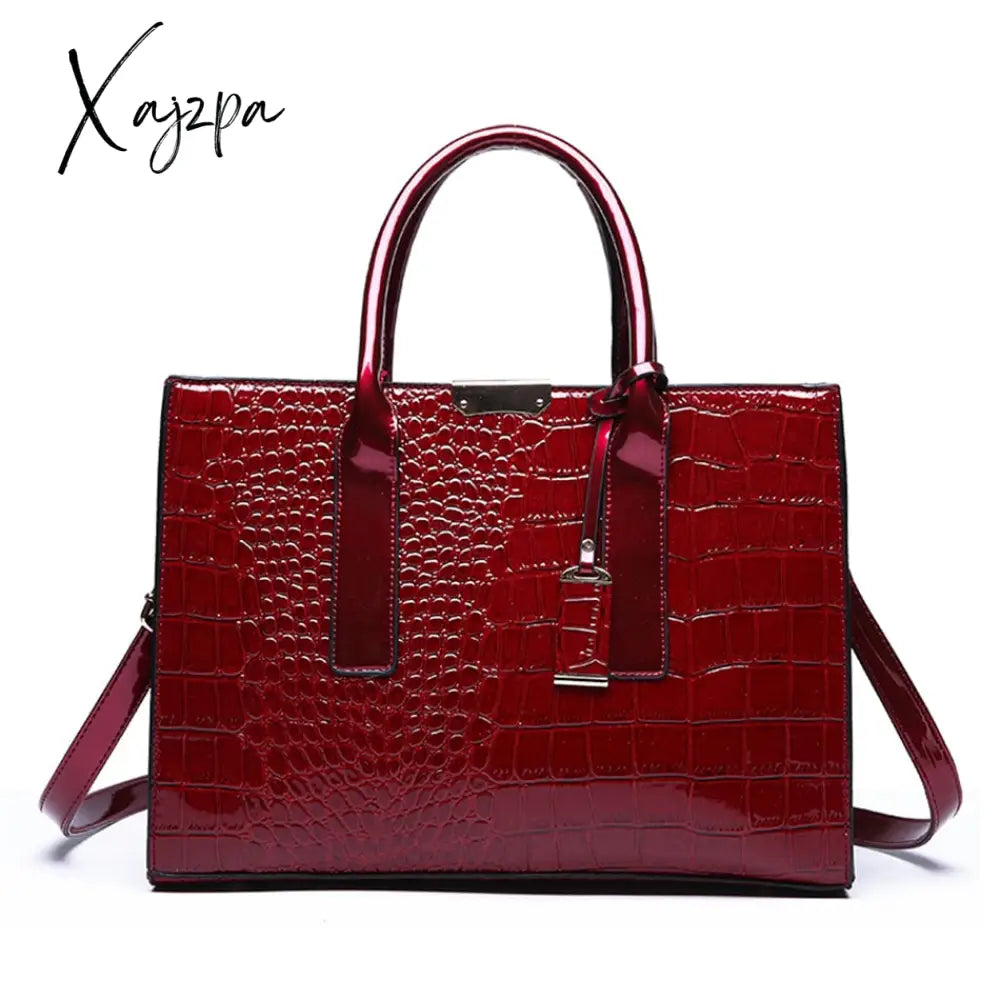 Xajzpa - Pantent Leather Women Messenger Bags Crocodile Female Crossbody Shoulder Hand Bags For