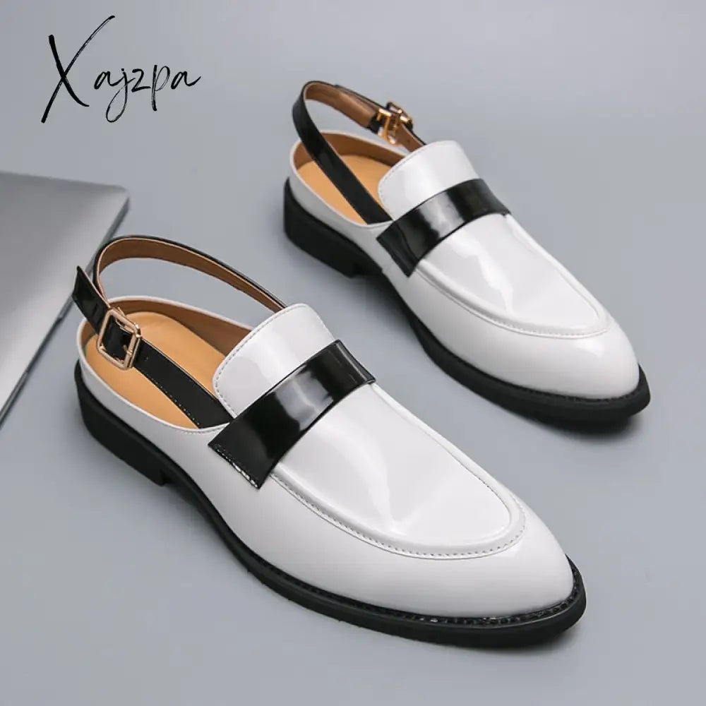 Xajzpa - Patent Leather Fashion Elegant Party Shoes Men Loafers Mens Prom Dress Mules Social