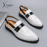 Xajzpa - Patent Leather Fashion Elegant Party Shoes Men Loafers Mens Prom Dress Mules Social