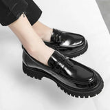 Xajzpa - Patent Leather Shoes With Thick Soles Loafers Fashion Luxury Men Slip On Mocassin Shoe