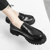 Xajzpa - Patent Leather Shoes With Thick Soles Loafers Fashion Luxury Men Slip On Mocassin Shoe
