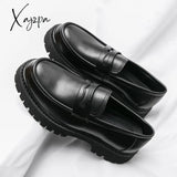 Xajzpa - Patent Leather Shoes With Thick Soles Loafers Fashion Luxury Men Slip On Mocassin Shoe
