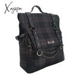 Xajzpa - Plaid Gothic Punk Rock Backpack Women Techwear Goth Sac A Dos Mochilas School Bags For