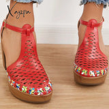 Xajzpa - Platform Block Chunky High Heels Ankle T-Strap Cutout Sandals