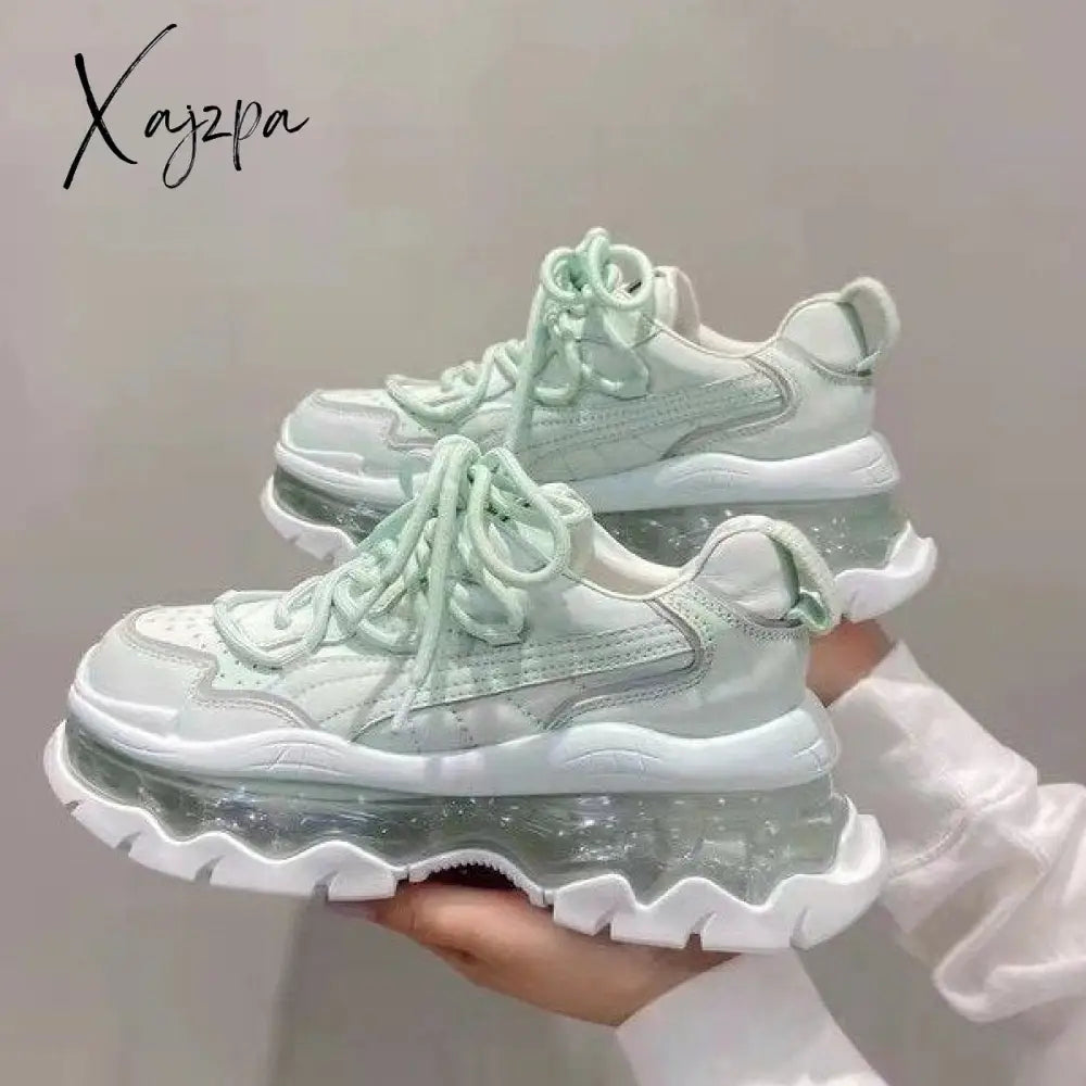 Xajzpa - Platform Sneakers Women Breathable Beige Ladies Sports Running Shoes Tennis Female