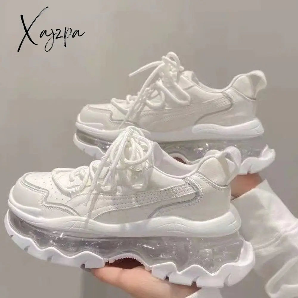 Xajzpa - Platform Sneakers Women Breathable Beige Ladies Sports Running Shoes Tennis Female