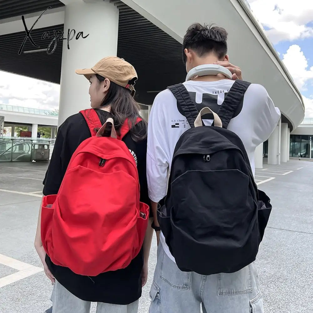 Xajzpa - Preppy Style Women Backpack Cool Cotton Schoolbag For Teenage Girls Shoulder Fashion Men