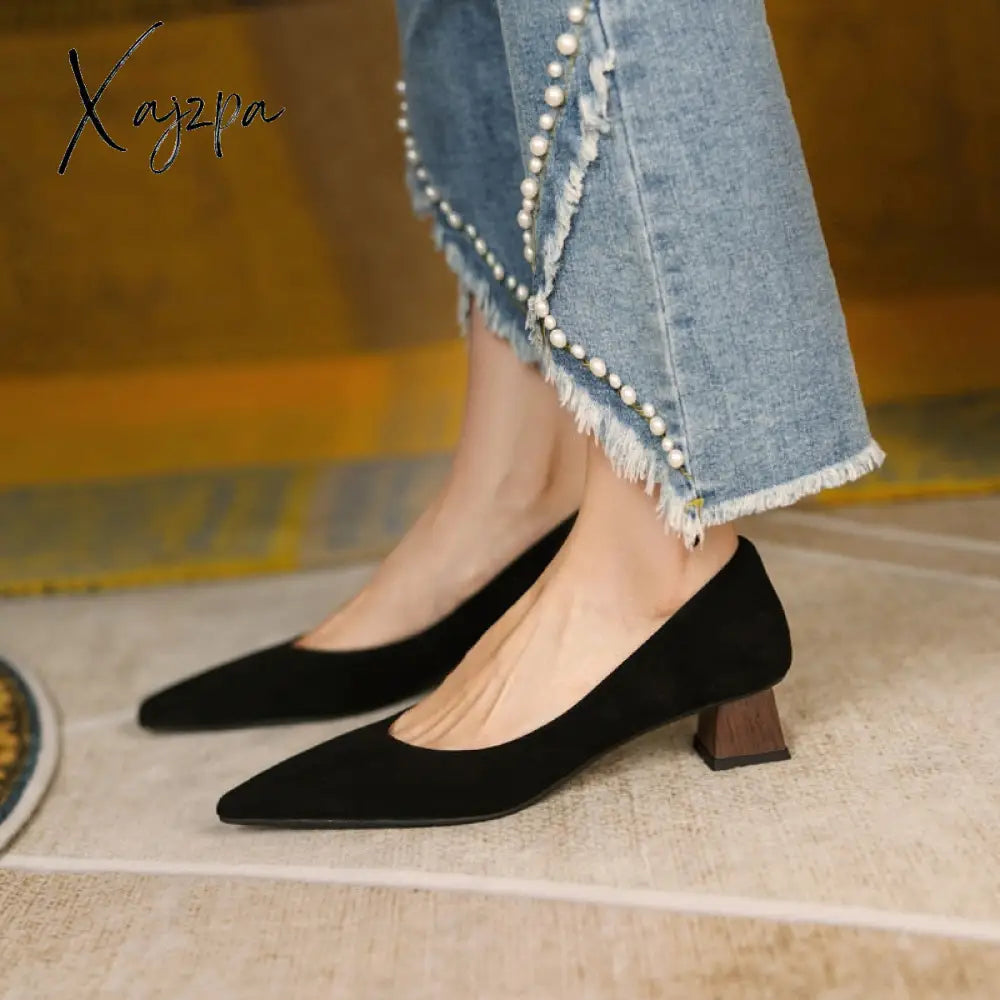 Xajzpa - Retro French Ladies Single Shoes Shallow Mouth Color Matching Women’s New Classic